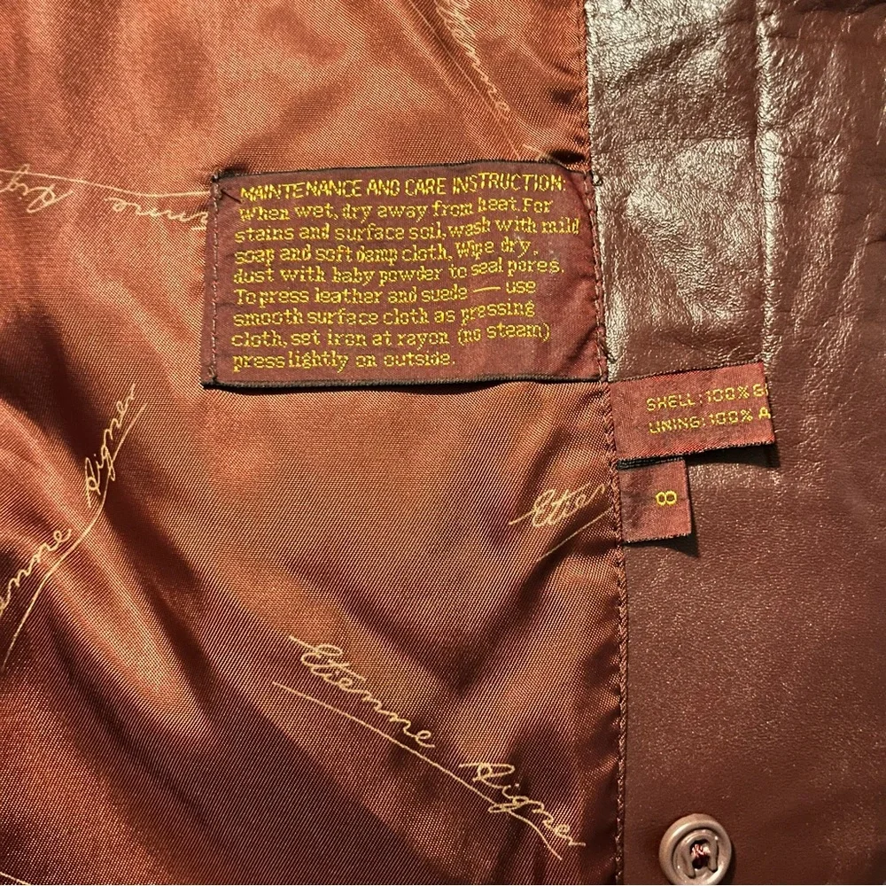 Women’s Etienne Aigner Vintage 70s Oxblood Leather Jacket Size 8 Lined - Picture 7 of 8